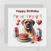 Englische Dogge Mastiff Birthday  Feestdagenkaart (Voorkant / Achterkant)