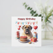 Englische Dogge Mastiff Birthday  Feestdagenkaart (Staand voorkant)