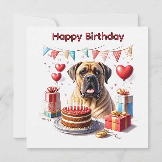 Englische Dogge Mastiff Birthday  Feestdagenkaart (Voorkant)