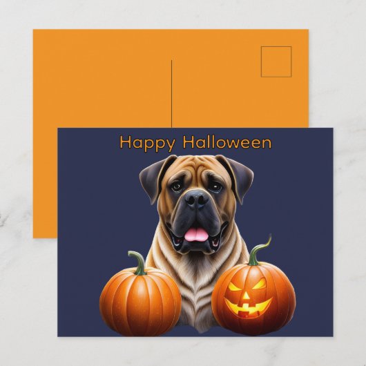 Englische Dogge Mastiff Halloween  Feestdagenkaart (Voorkant / Achterkant)