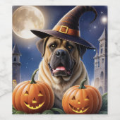 Englische Dogge Mastiff Halloween Wijn Etiket (Enkel label)