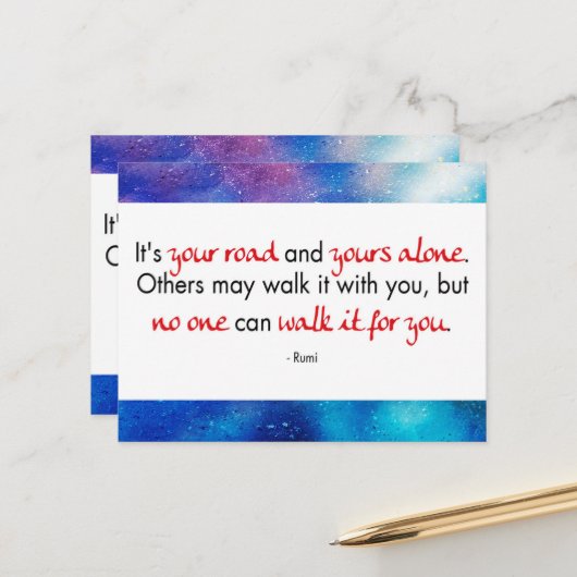 Englisches Zitat von Rumi - Es ist Ihre Straße Mit Briefkaart (Voorkant / Achterkant in situ)