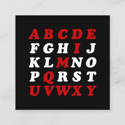 English Alphabet Vierkante Visitekaartje (Voorkant)