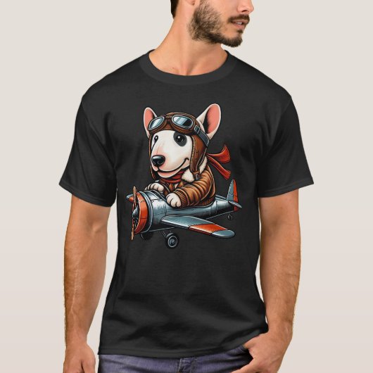 English Bull Terrier Pilot Dog Funny Aviator T-shirt (Voorkant)