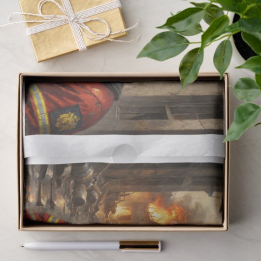 English Bulldog als brandweerman - Tissuepapier (Geschenk)