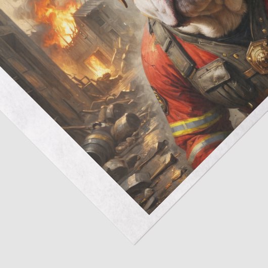 English Bulldog als brandweerman - Tissuepapier (Detail)