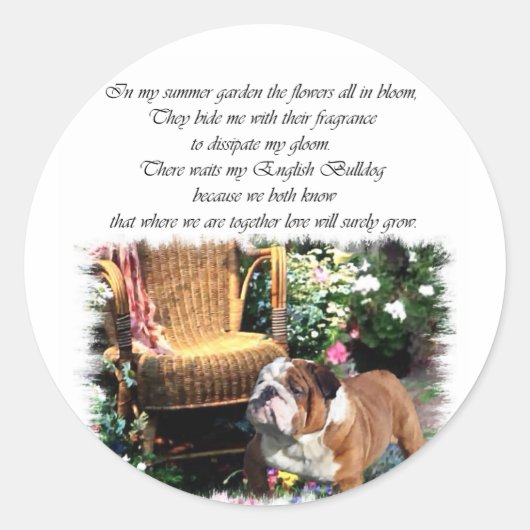 English Bulldog Art Gifts Ronde Sticker (Voorkant)