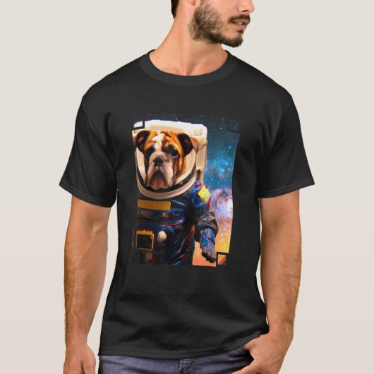 English Bulldog Astronaut   Outer Space Bulldog 2 T-shirt (Voorkant)