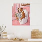 English Bulldog Bathroom Poster Wall Art Print (Keuken)