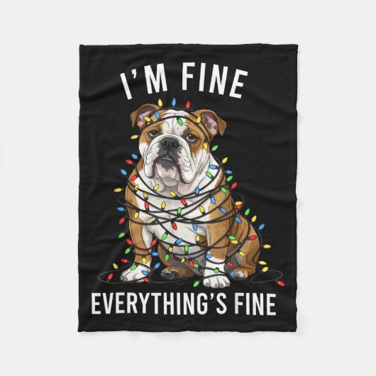 English Bulldog Christmas I'm Fine Everything Is F Fleece Deken (Voorkant)