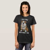 English Bulldog Christmas I'm Fine Everything Is F T-shirt (Voorkant volledig)