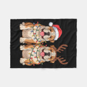 English Bulldog Christmas Santa Hat Reindeer Light Fleece Deken (Voorkant (Horizontaal))
