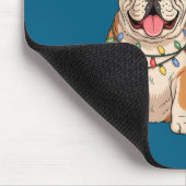 English Bulldog Christmas Santa Hat Reindeer Light Muismat (Hoek)