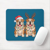 English Bulldog Christmas Santa Hat Reindeer Light Muismat (Met muis)