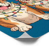 English Bulldog Christmas Santa Hat Reindeer Light Poster (Hoek)