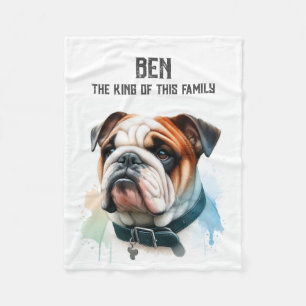 English Bulldog - DE KONING VAN DEZE FAMILIE Fleece Deken