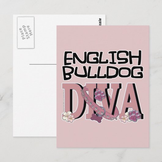 English Bulldog DIVA Briefkaart (Voorkant / Achterkant)