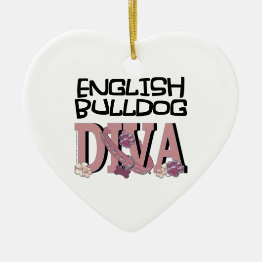 English Bulldog DIVA Keramisch Ornament (Voorkant)