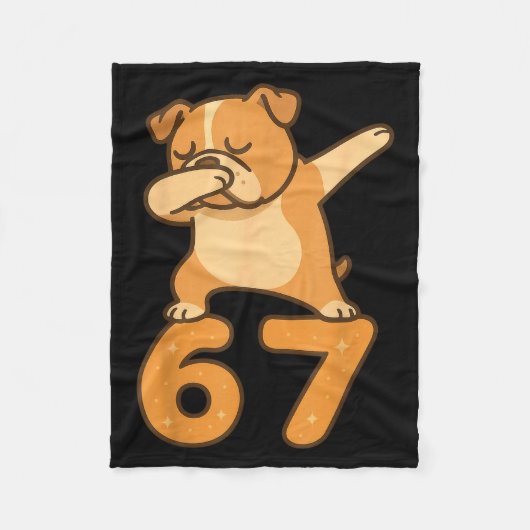 English Bulldog Dog 67 Meme Six Seven Funny Dabbin Fleece Deken (Voorkant)
