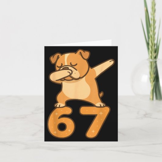 English Bulldog Dog 67 Meme Six Seven Funny Dabbin Kaart (Voorkant)