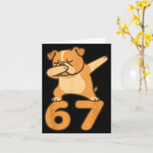 English Bulldog Dog 67 Meme Six Seven Funny Dabbin Kaart (Gele Bloem)