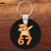 English Bulldog Dog 67 Meme Six Seven Funny Dabbin Sleutelhanger (Voorkant)