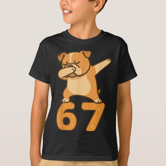English Bulldog Dog 67 Meme Six Seven Funny Dabbin T-shirt (Voorkant)