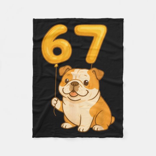 English Bulldog Dog Funny 67 Meme Six Seven Balloo Fleece Deken (Voorkant)