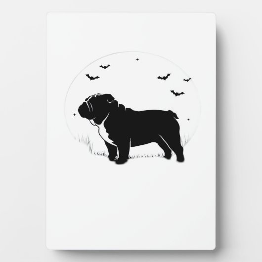 English Bulldog Dog � Halloween Moon Silhouette Ov Fotoplaat (voorkant)