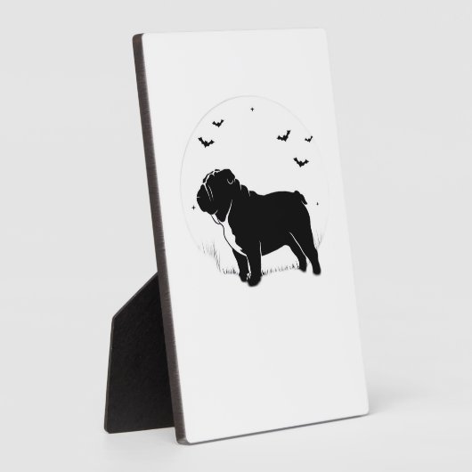 English Bulldog Dog � Halloween Moon Silhouette Ov Fotoplaat (Zijkant)