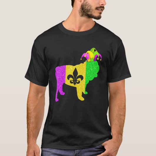 English Bulldog Dog Lover Mardi Gras Carnival Part T-shirt (Voorkant)