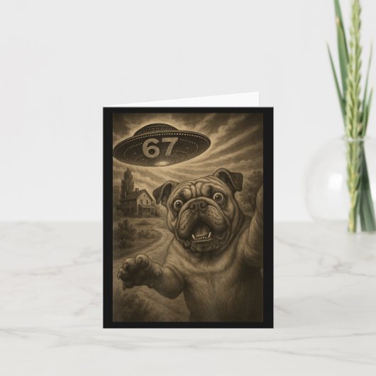 English Bulldog Dog Selfie 67 Meme Six Seven Funny Kaart (Voorkant)