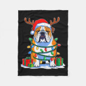 English Bulldog Dog Tree Christmas Lights Funny Xm Fleece Deken (Voorkant)