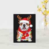English Bulldog Dog Tree Christmas Lights Xmas Paj Kaart (Gele Bloem)