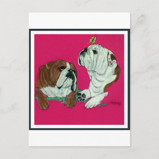 English Bulldog Duo Briefkaart (Voorkant)