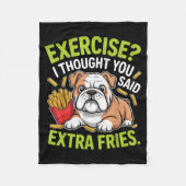 English Bulldog Exercise, Extra Fries Funny Fleece Deken (Voorkant)