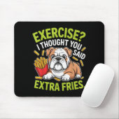 English Bulldog Exercise, Extra Fries Funny  Muismat (Met muis)