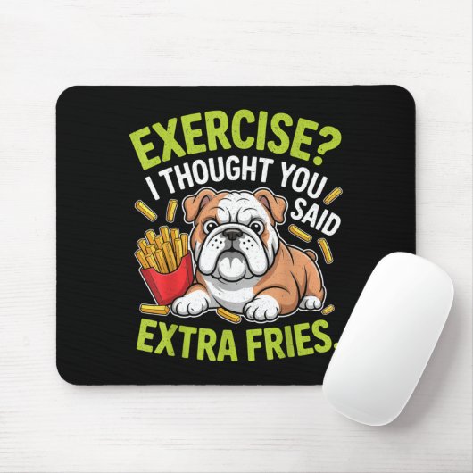 English Bulldog Exercise, Extra Fries Funny  Muismat (Met muis)