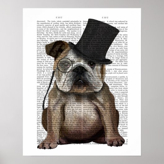 English Bulldog, Formal Hound and Hat Poster (Voorkant)