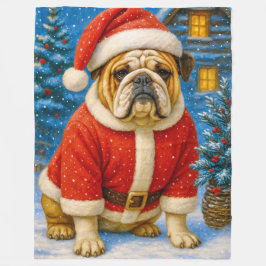 English Bulldog Holiday Fleece Deken