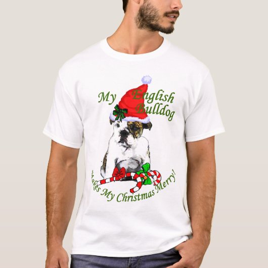 English Bulldog kerstcadeaus T-shirt (Voorkant)