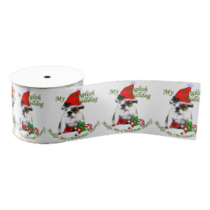 English Bulldog kerstfeest Grosgrain Lint