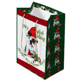 English Bulldog Kerstfeest Merry Medium Cadeauzakje