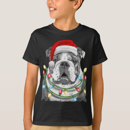 English Bulldog kerstkerstboom lights Xmas D T-shirt (Voorkant)