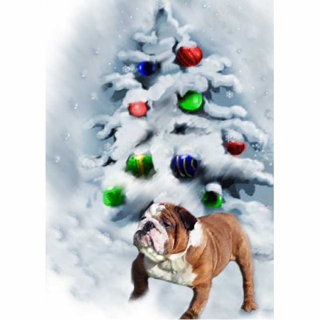 English Bulldog kerstversiering Fotobeeldje Ornament (Voorkant)