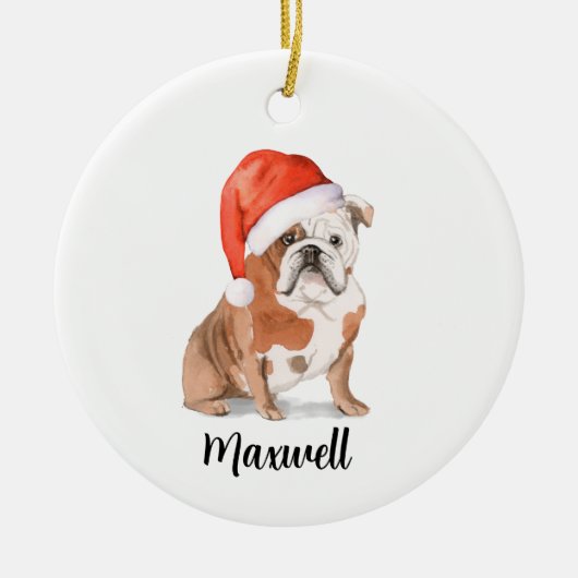 English Bulldog kerstversiering Keramisch Ornament (Voorkant)