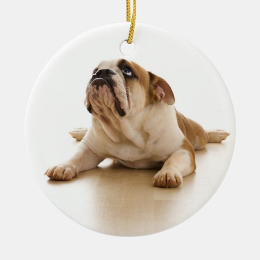 English Bulldog kerstversiering Keramisch Ornament (Voorkant)