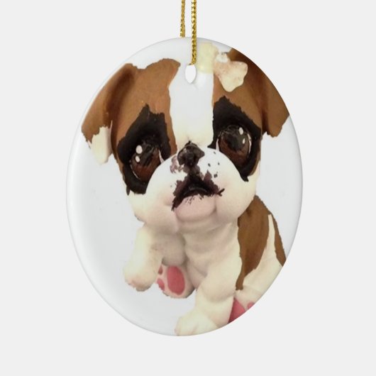 English Bulldog kerstversiering Keramisch Ornament (Rechts)