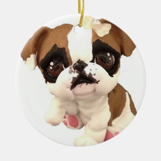 English Bulldog kerstversiering Keramisch Ornament (Voorkant)