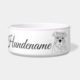 English Bulldog Line Art personalized bowl Voerbakje